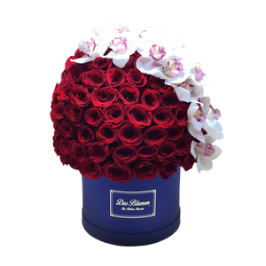 Estuche Cilíndrico Royal con Rosas y Orquídeas - Das Blumen México